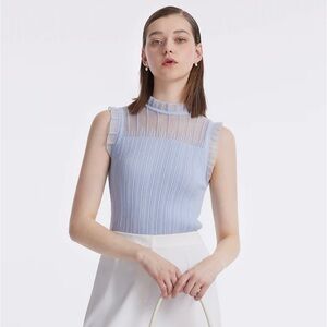 Goelia Tencel And Woolen Lace Ruffle Women Tank Top